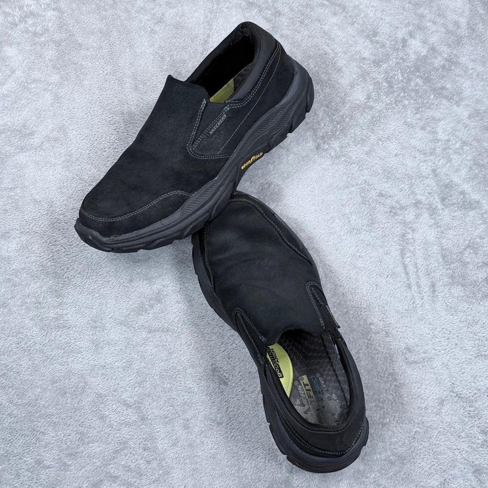 Skechers Respected Calum Goodyear Shoes Mens 10.5 Black Slip On Relaxed Fit